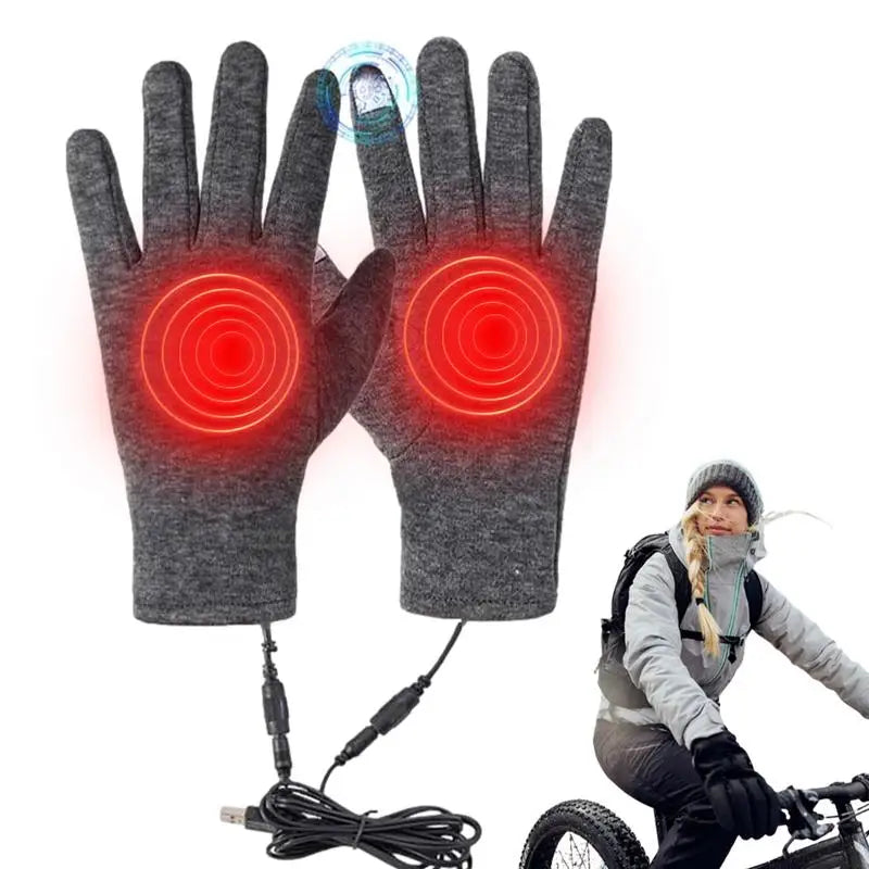 USB Electric Heated Gloves Unisex Rechargeable Screen Touch Thermal Gloves For Winter Cold Weather Skiing Cycling