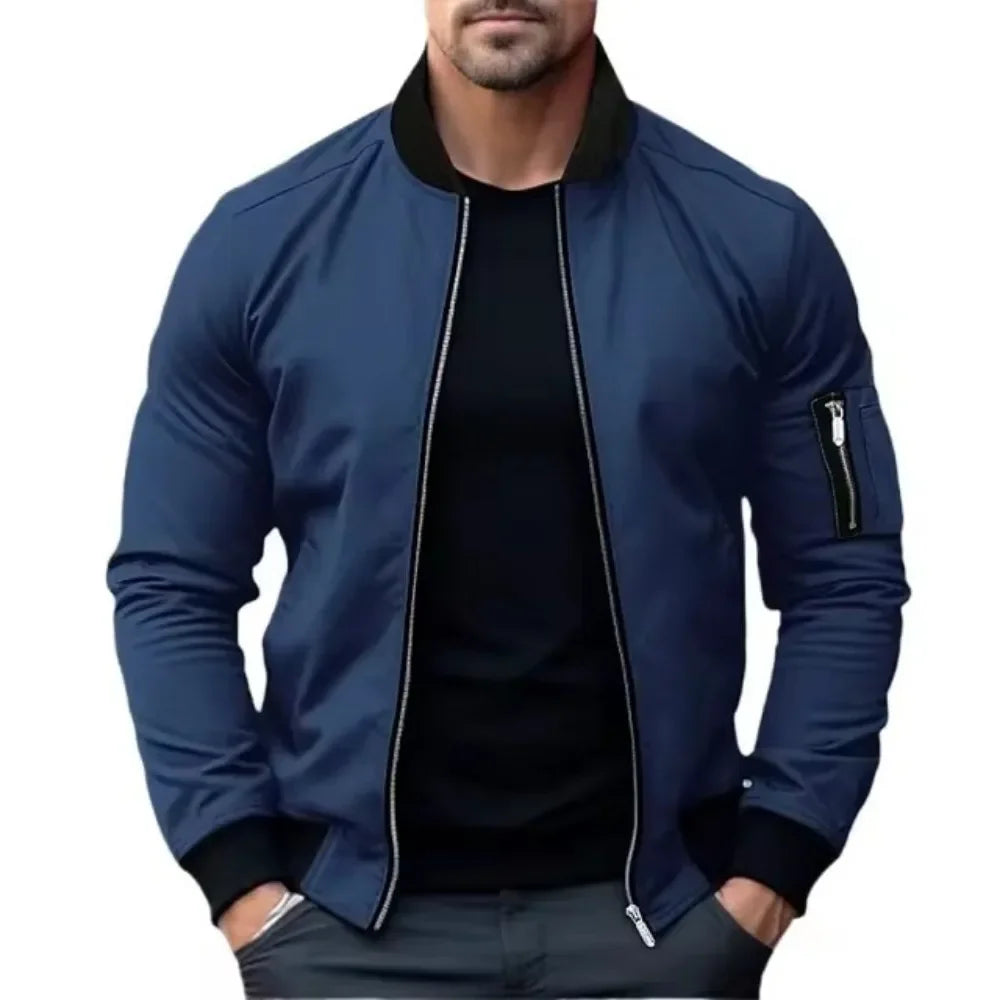 Chaqueta informal ligera para hombre, cortavientos deportivo con cremallera y bolsillos, ropa de primavera y otoño, chaquetas bomber para hombre