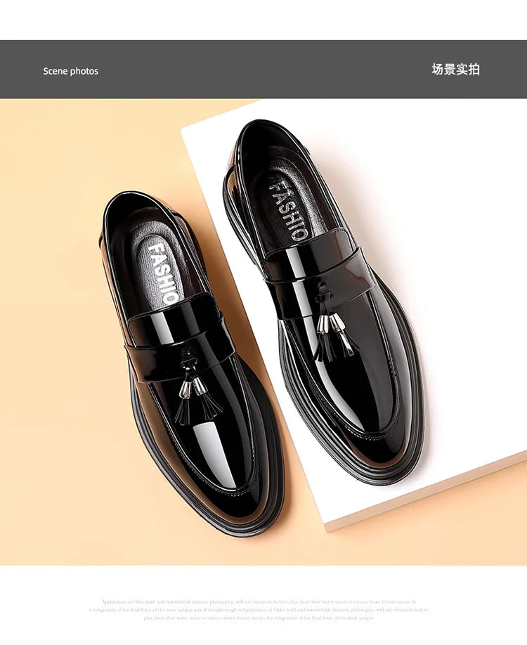 Zapatos de cuero para hombre, otoño, negocios, formal, tallas grandes, zapatos de vestir para hombre, zapatos casuales de suela blanda, zapatos negros para novio de boda para hombre