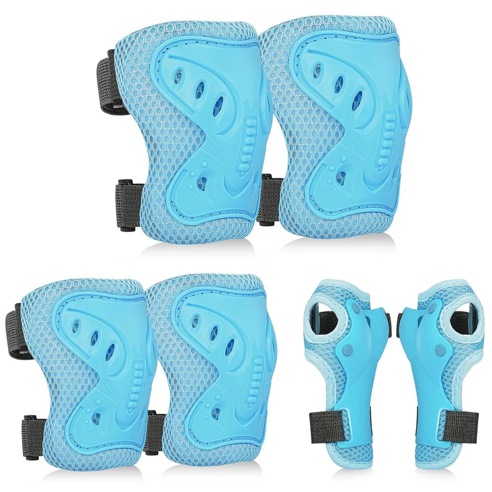 Juego de equipo de protección 6 en 1 para niños, rodilleras para niños de 3 a 10 años, rodilleras y coderas para niños pequeños con protectores de muñeca para patinar y andar en bicicleta