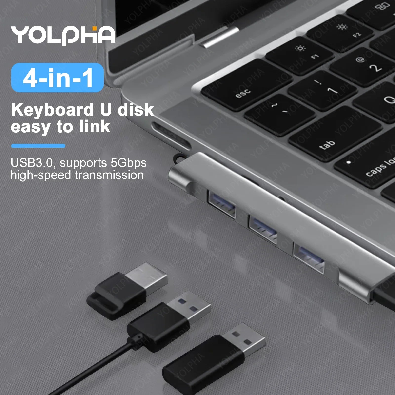 Concentradores de alta velocidad de 4 puertos Divisor USB 3.0 de 4 puertos de alta velocidad MultiHUB Expansión para adaptador de portátil o PC de escritorio