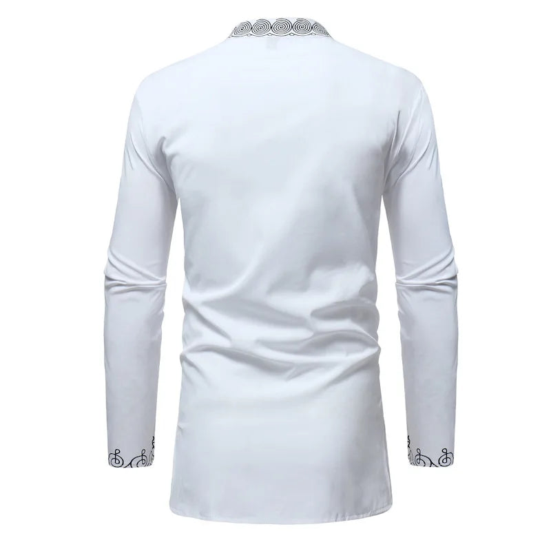 Ropa africana para hombres Dashiki Camisas de verano africanas de manga larga de poliéster estampadas Tops africanos para hombres