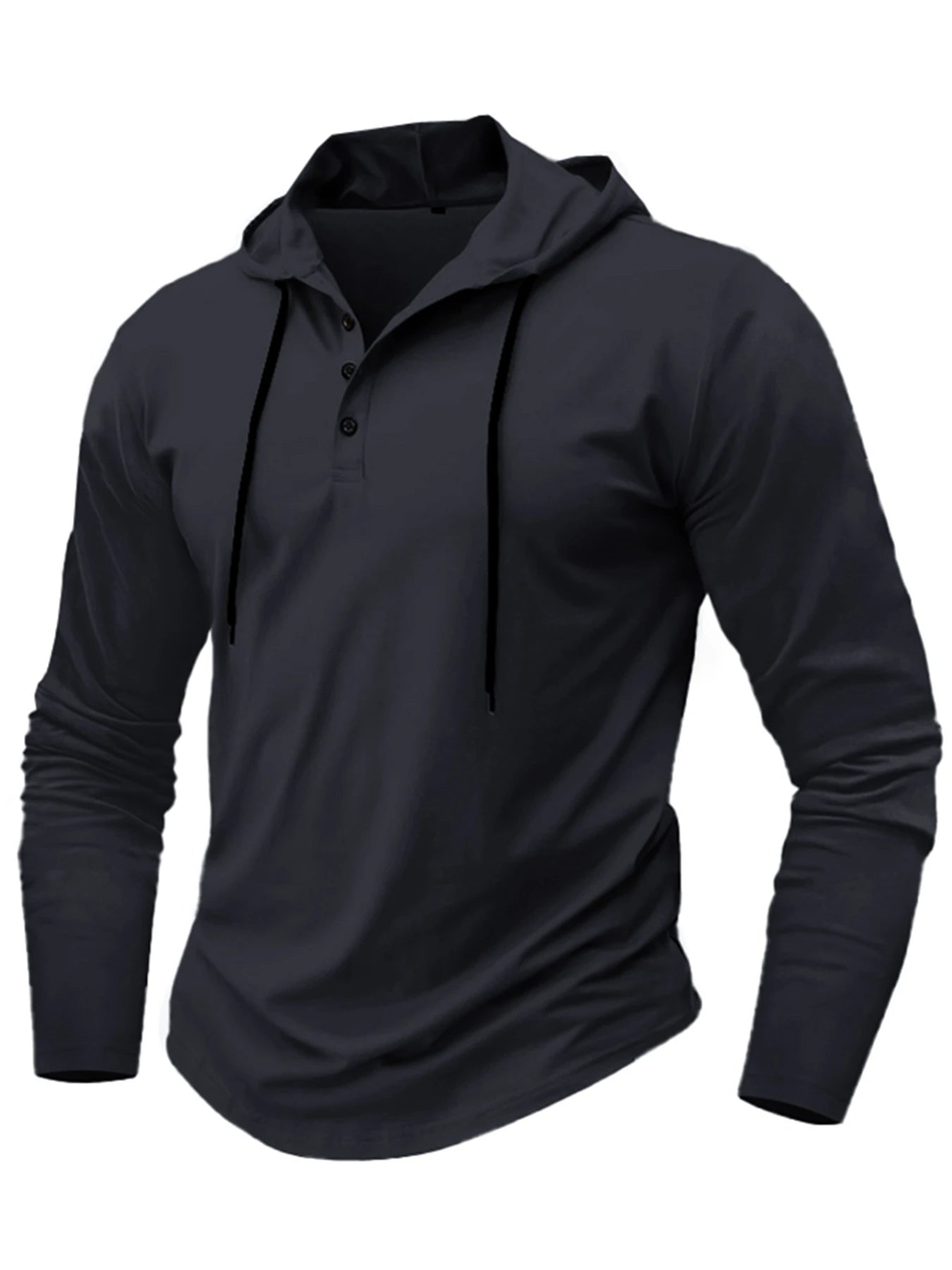 Sudadera con capucha deportiva para hombre, ajustada, de manga larga, con cordón, transpirable, informal