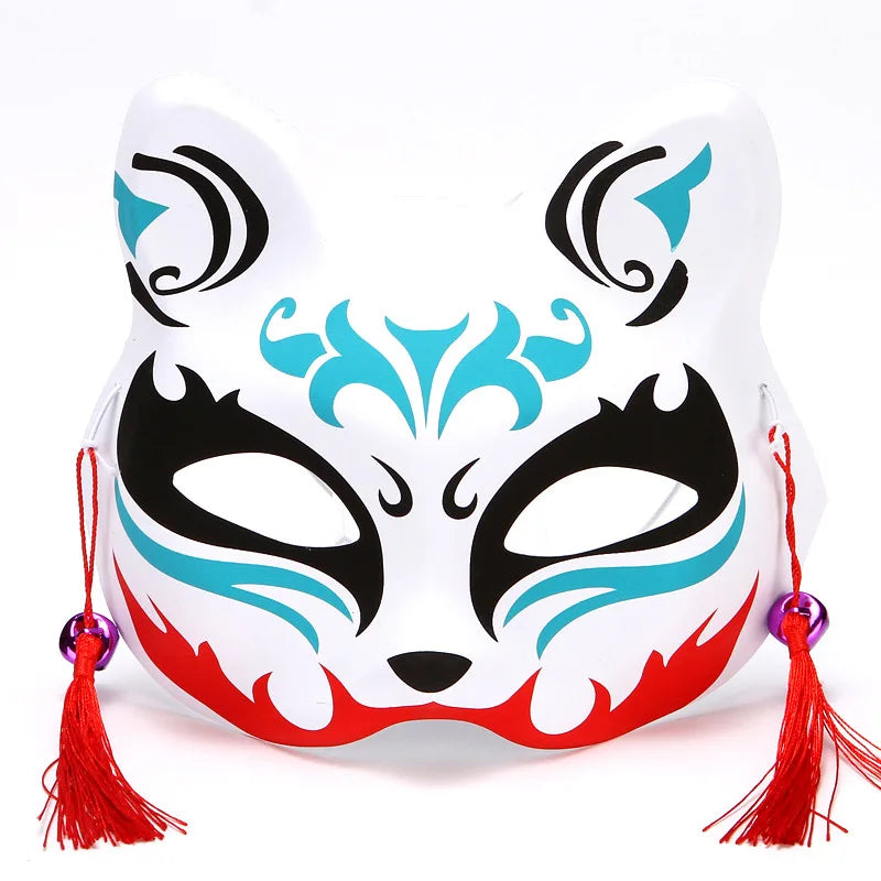 Máscara de conejo de estilo japonés, máscaras de media cara, zorros, conejo, accesorios de cosplay, máscaras de fiesta de disfraces de Halloween, máscara de anime para mujeres y hombres