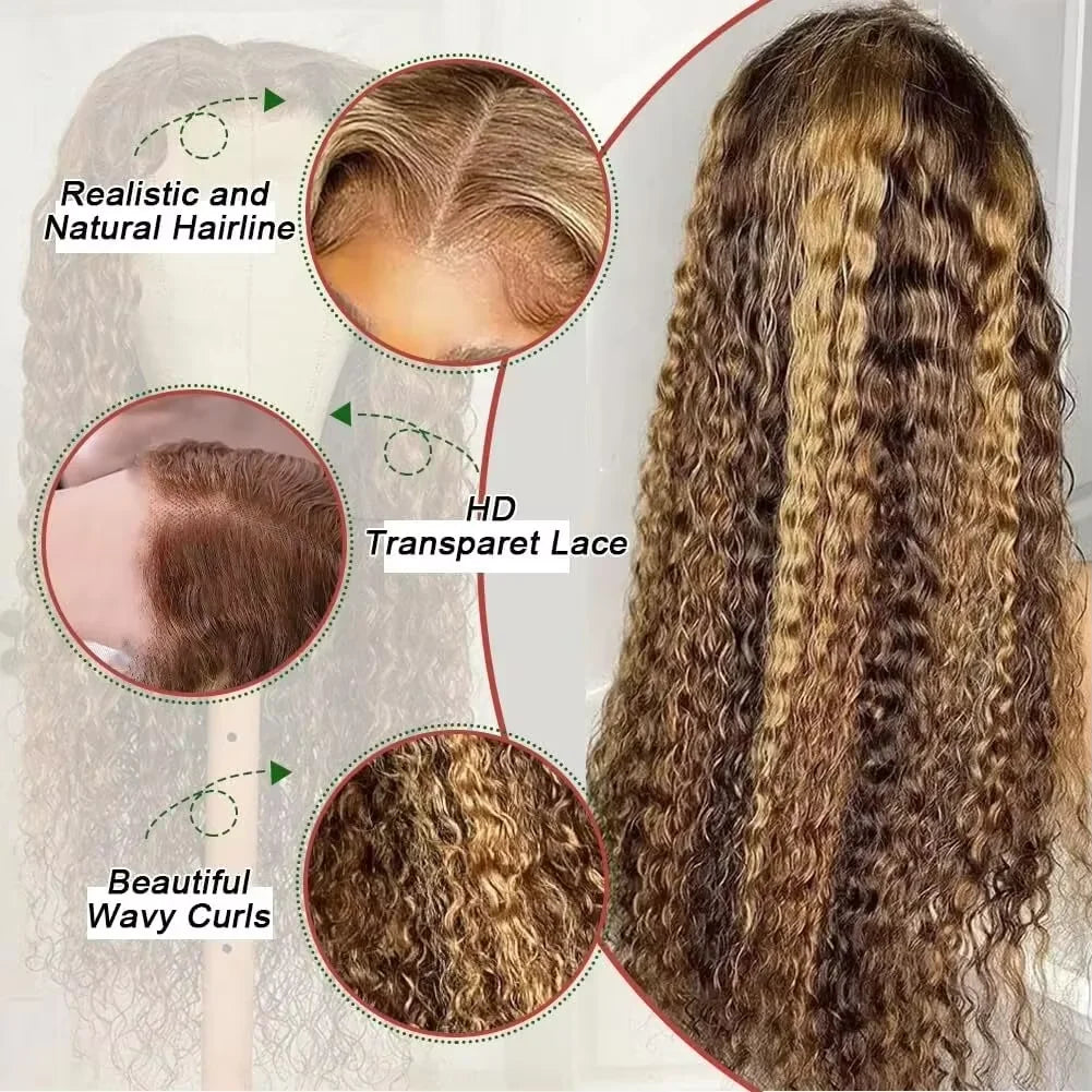 Drawstring 360 Deep Wave Ombre Wig