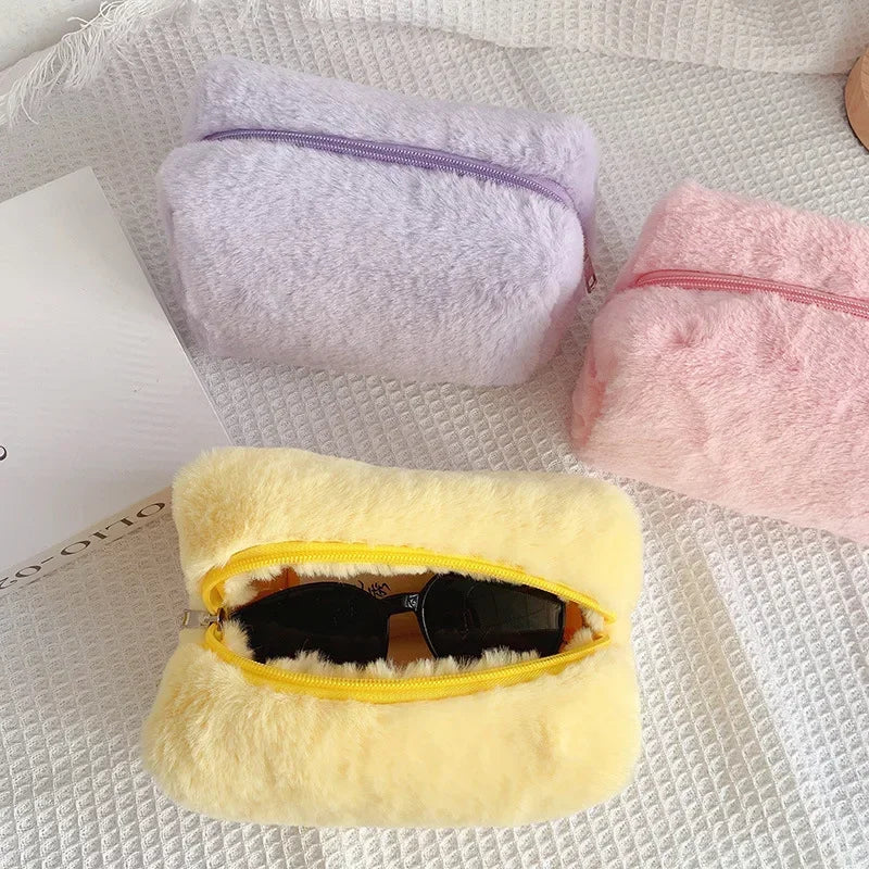 Bolsas de Maquillaje de Piel Sintética para Mujer, Estuche de Maquillaje de Viaje Suave, Organizador de Cosméticos, Estuche de Maquillaje para Señoritas, Niñas, Neceseres, 1 Unidad, Bolsos Sólidos