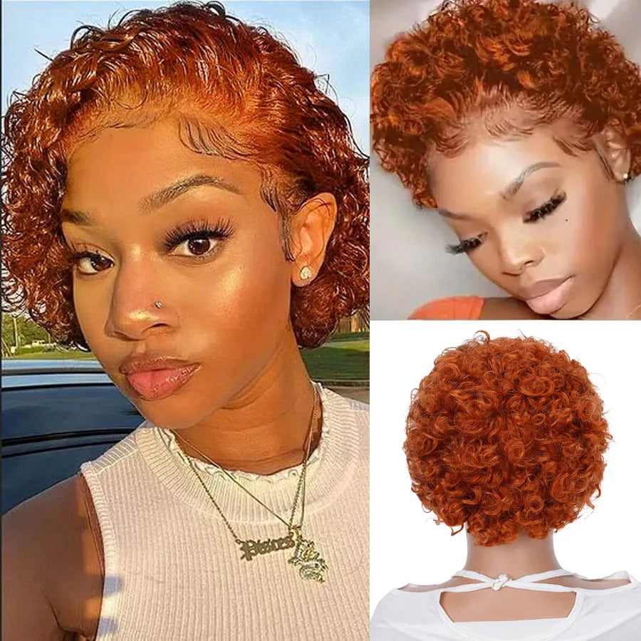 Ginger Curly Pixie Bob Wig