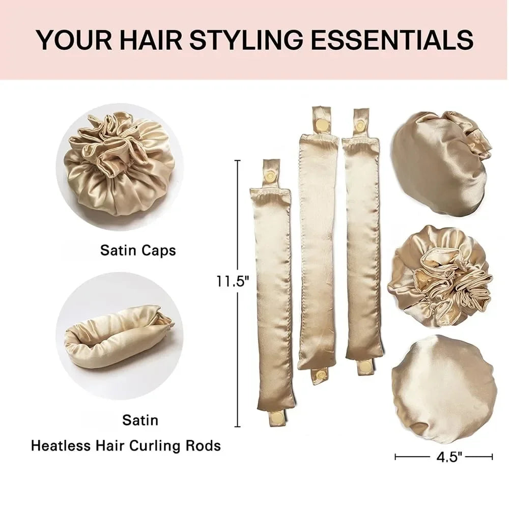 Fer à boucler sans chaleur, bandeau, bigoudis souples, sans chaleur, avec bonnet, boucles en soie, outil de coiffure pour dormir