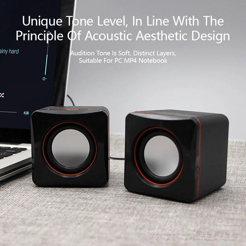 Mini altavoz doméstico, mini sistema de altavoces estéreo duales con alimentación USB, adecuado para computadoras de escritorio multimedia y computadoras portátiles
