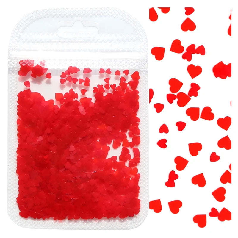 2g Holographic Nail Art Glitter Shiny Sweet Love Red Heart Flakes Sequins 3D Nail Paillette Manicure Valentine's Day Decorations