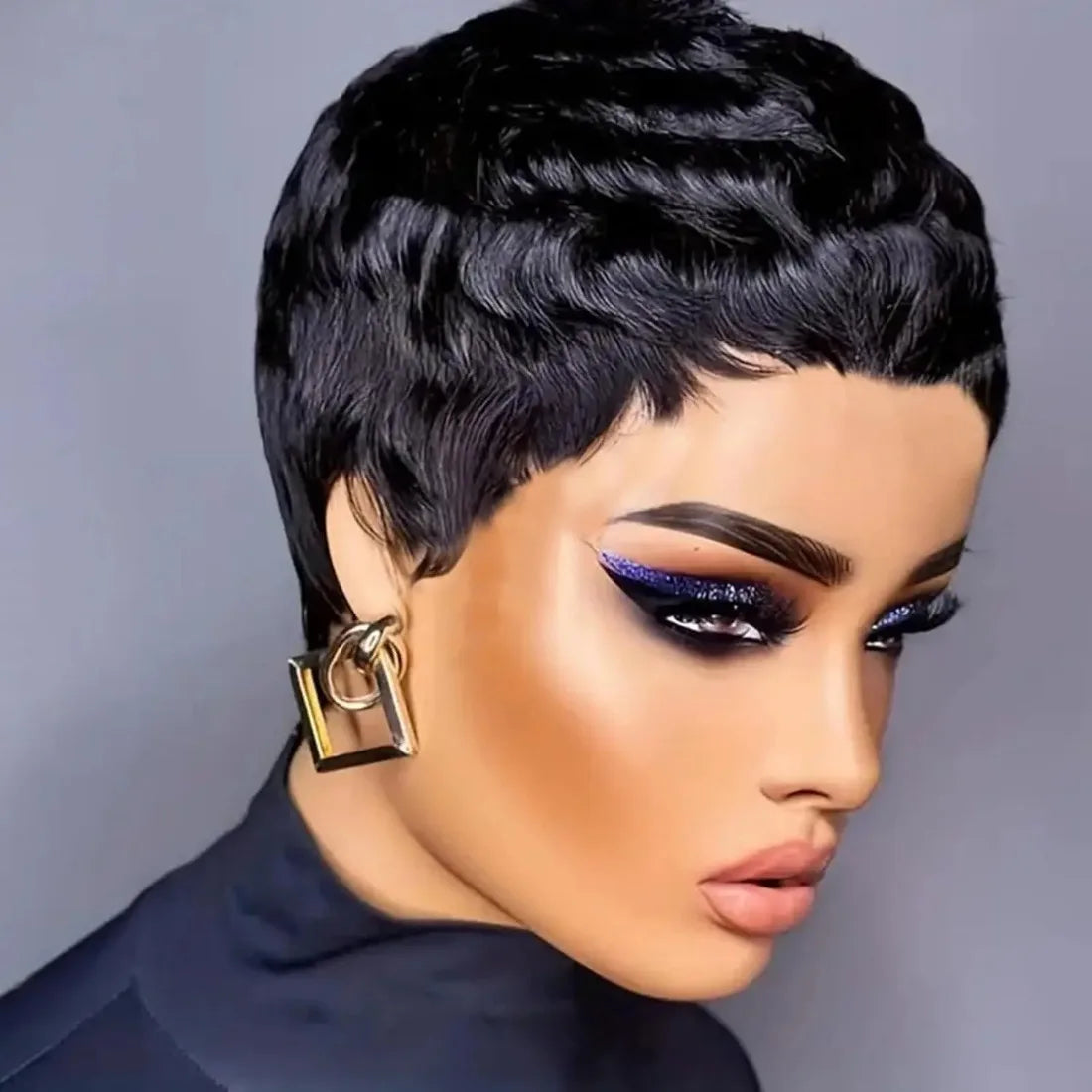 Short Pixie Cut Human Hair Wig – Full Machine-Made Brazilian Remy
