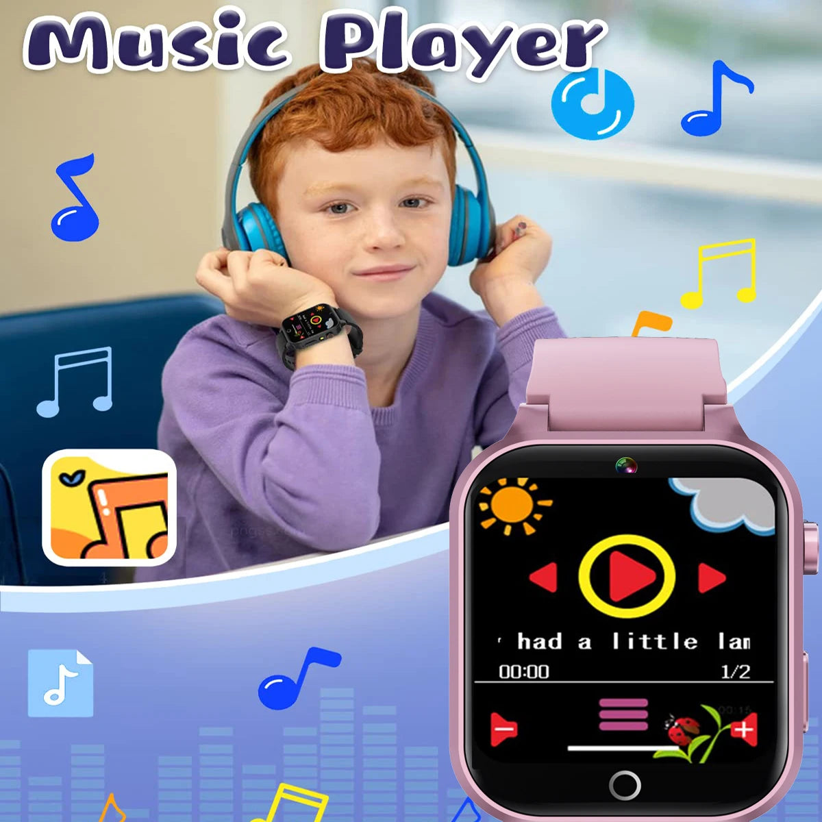 Montre connectée pour enfants, 26 jeux, écran tactile, caméra, podomètre, vidéo, musique, MP3, réveil, livres audio, suivi des habitudes, jouets pour enfants, cadeaux