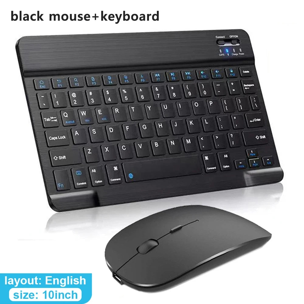 Teclado y ratón inalámbricos Bluetooth para IOS Android Windows Tablet para iPad Air Mini Pro teclado español coreano portugués ruso