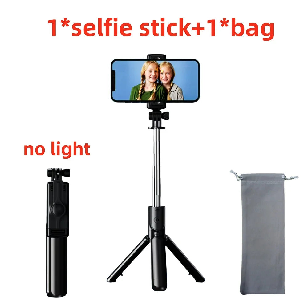 FANGTUOSI Selfiestang Stativ Uttrekkbar Trådløs Bluetooth Fjernkontroll Bærbar Smarttelefon Stativfeste For iOS Android Telefon