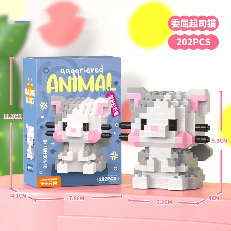 Bloques de Construcción de Micro Partículas de Animales para Adultos Juguete para Niños de 6 a 12 Años Regalo de Cumpleaños para Niño Perro Gato Mini Ladrillos Juguetes para Niñas