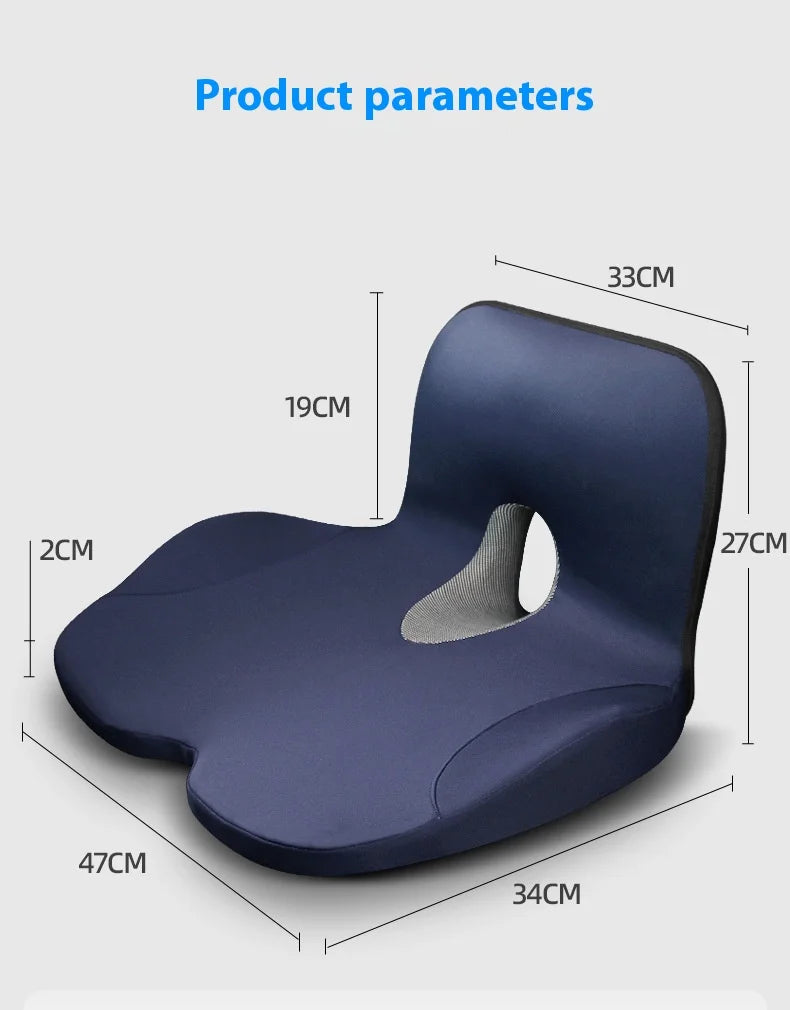 Juego de cojín de asiento de espuma viscoelástica y almohada de apoyo lumbar para la cintura, ortopédico, ergonómico, para aliviar el coxis, almohadilla de cadera lumbar para silla de oficina o coche