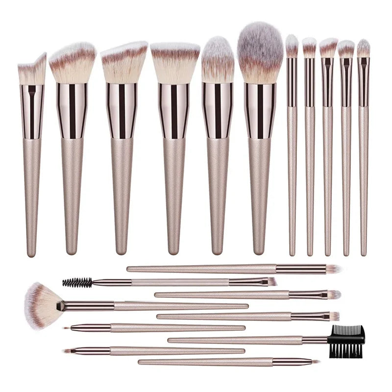 Juego de brochas de maquillaje Champagne caliente para mujer, base cosmética, polvos, colorete, sombra de ojos, Kabuki, para difuminar, herramientas de belleza