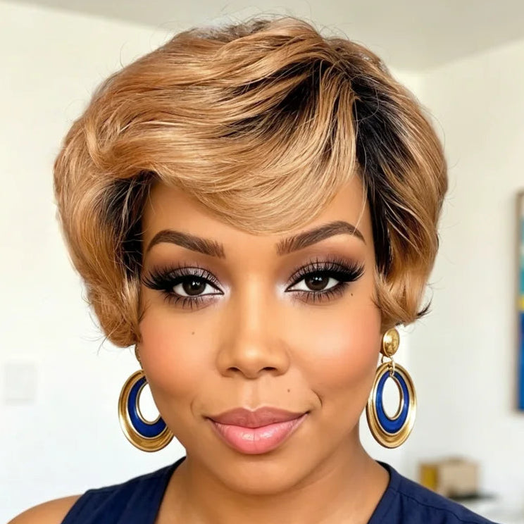 Honey Blonde Pixie Wig