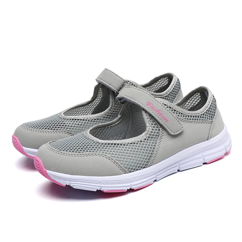 Zapatos de mujer transpirables vulcanizados Blancos Zapatillas de mujer de moda Malla transpirable Zapatos casuales para caminar Zapatos de trabajo de mujer