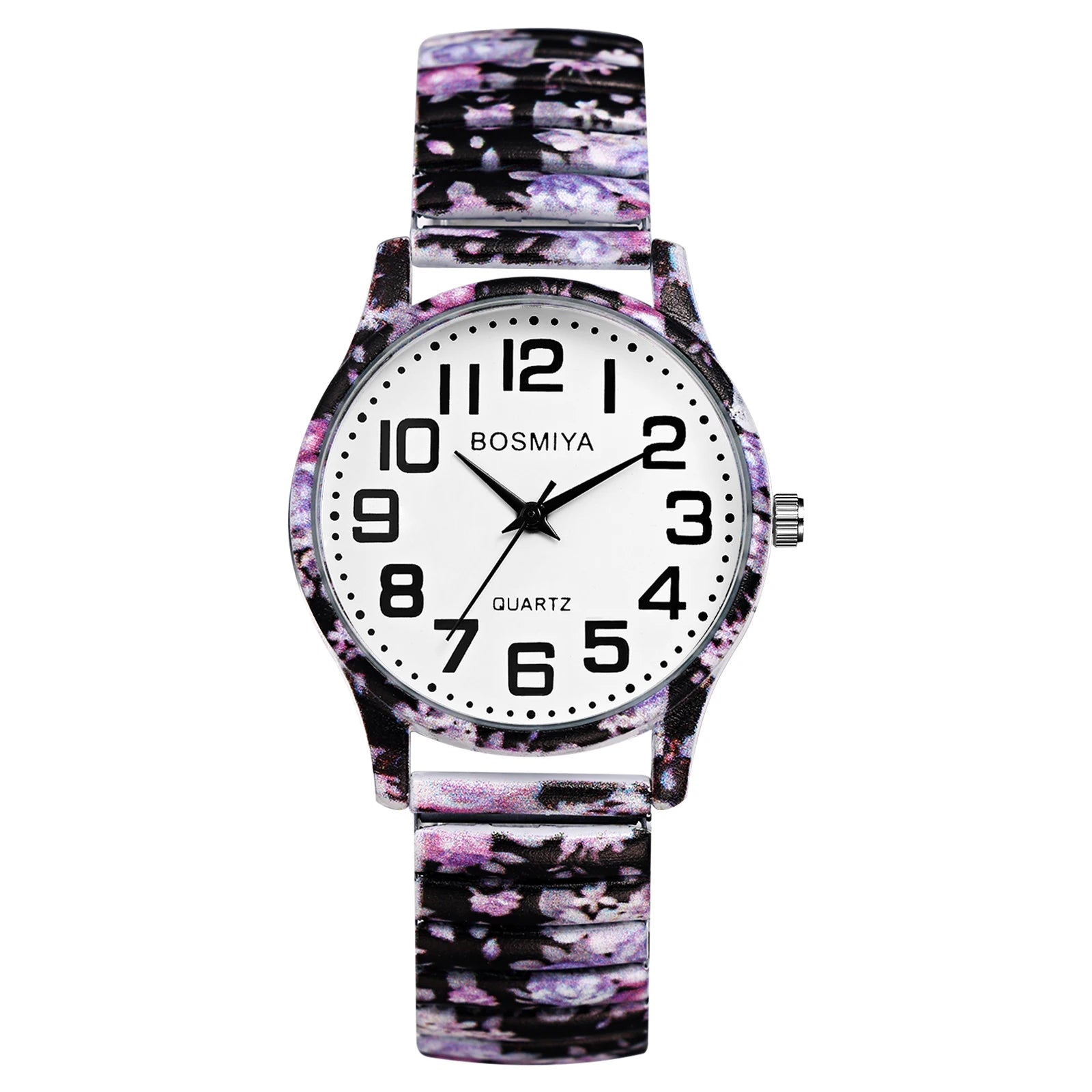 LANCARDO Reloj de cuarzo con correa elástica para hombre y mujer, fácil de usar, con decoración estampada de números arábigos