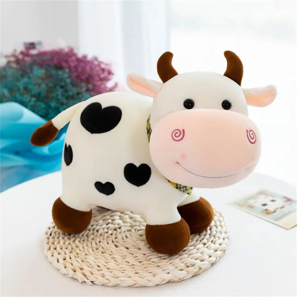 Juguete de peluche de vaca de dibujos animados lindo para decoración del hogar, juguete de peluche de vaca sonriente para niños, muñeco de peluche de animales, juguete de peluche de ganado