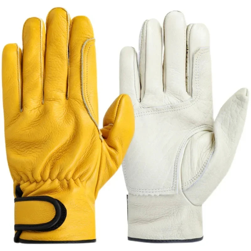 Guantes de trabajo Cuero de vaca Trabajadores Soldadura Protección de seguridad Jardinería Deportes Motocicleta Conductor Guantes resistentes al desgaste