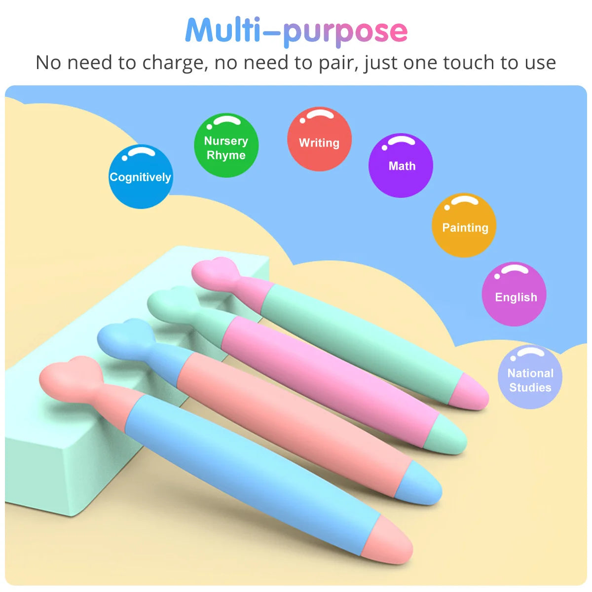 Cute Touch Screen Pen Stylus Silicon Writing Drawing Handwriting Touch Screen Pen for Kids Compatible with Tablet Phone for iPad
