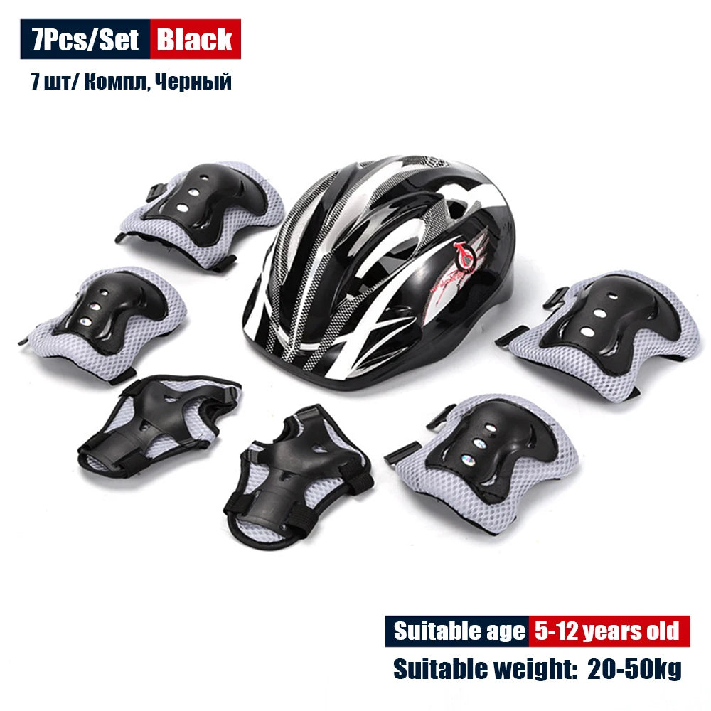 Set de Equipo de Protección para Niños Patinaje Casco Protector Rodilleras Coderas Muñequeras Niño Niña Bicicleta Patineta Esquí Patinete Deportes