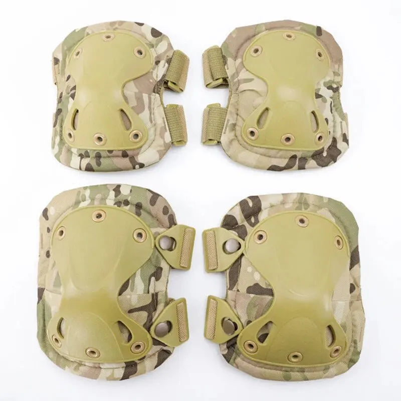 Set de 4 Protectores Tácticos Exteriores Rodilleras Coderas para Ciclismo al Aire Libre Montañismo y Senderismo Protección Deportiva