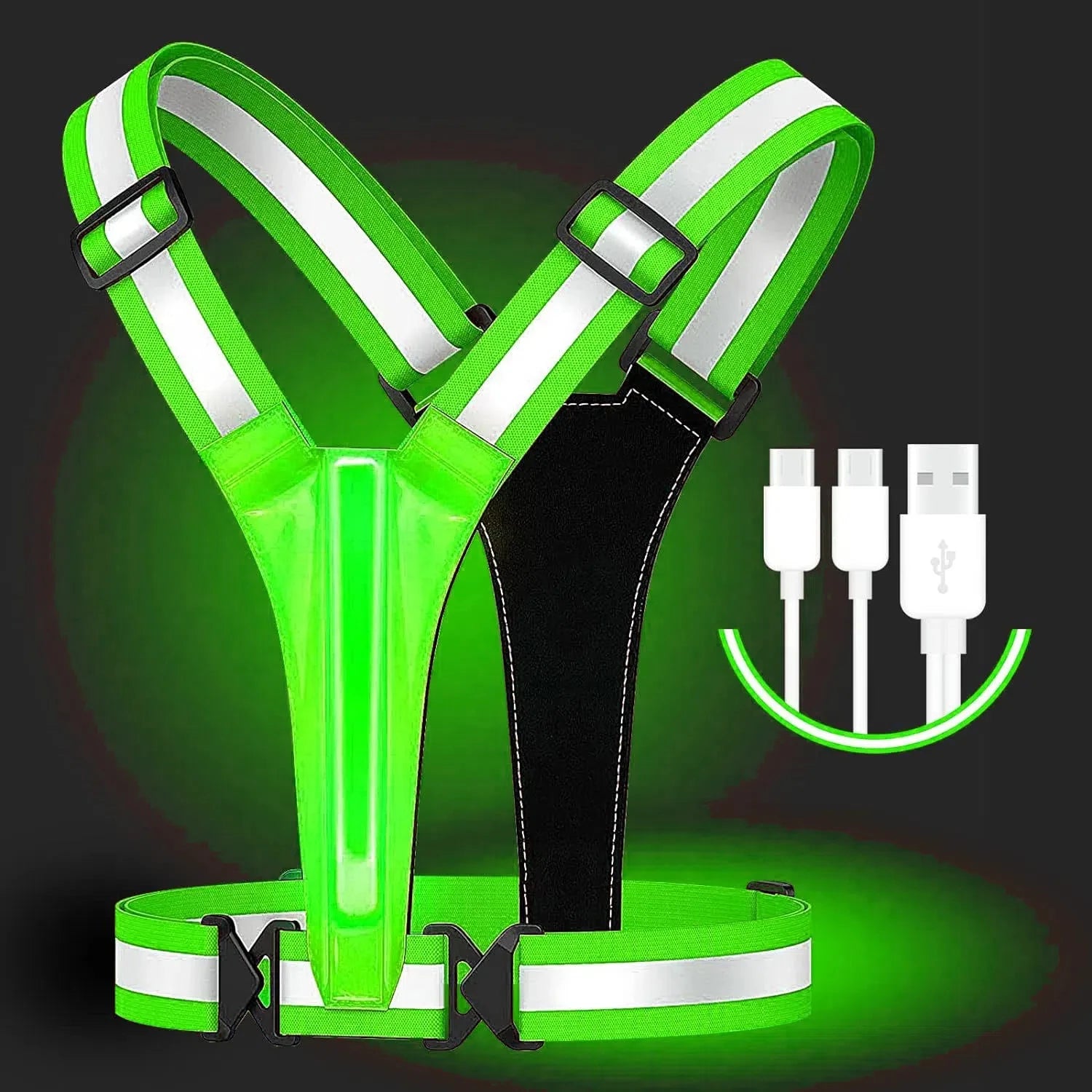 LED-reflekterende tanktopp for nattløping, høy elastisk utendørs sportsklær, sykkel- og løpeutstyr