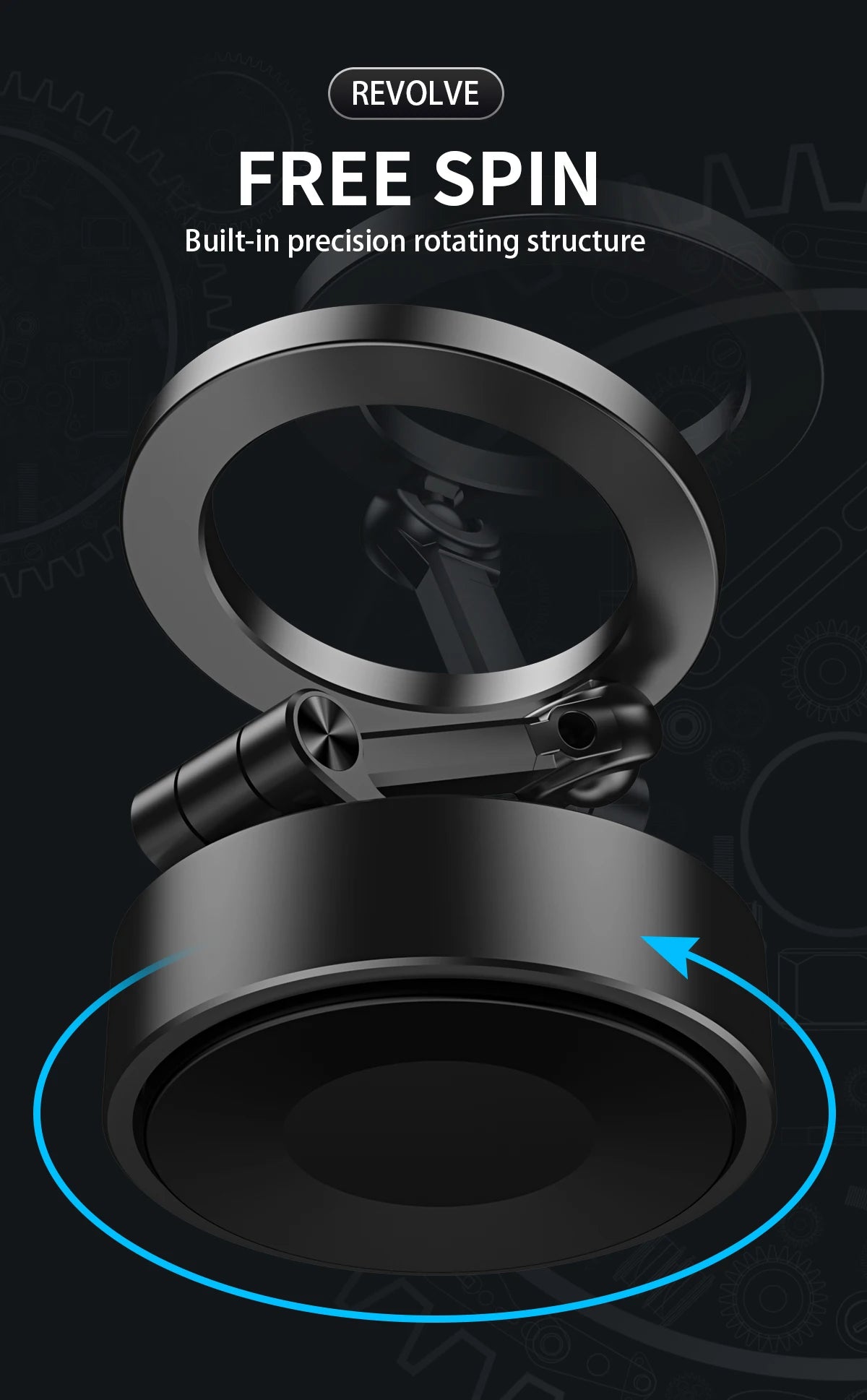 Support de téléphone de voiture double face, support d'adsorption magnétique sous vide avec chargeur sans fil, support de téléphone de voiture rotatif à 360 degrés