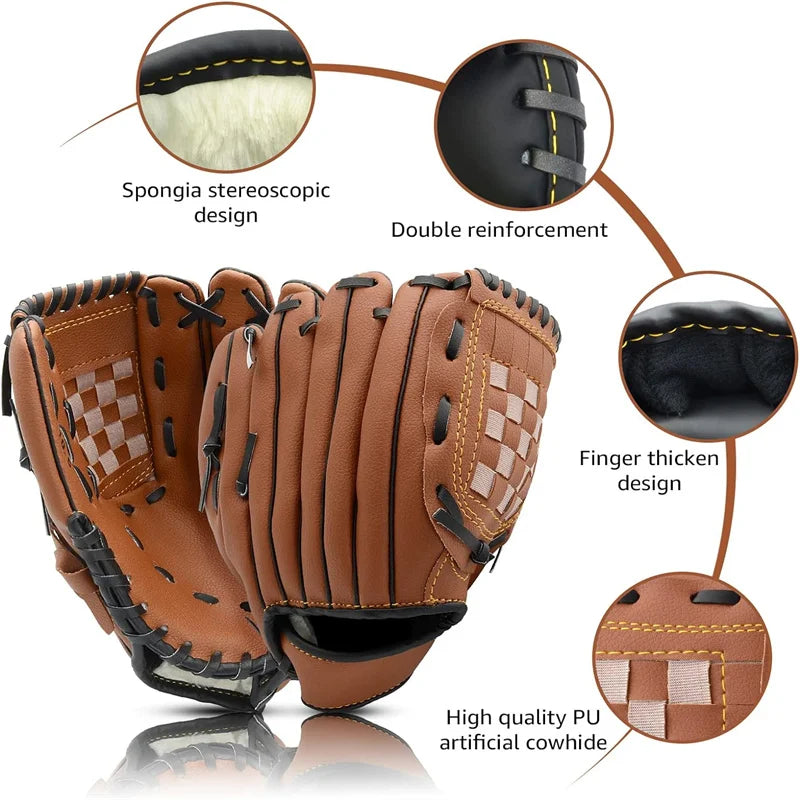 Guante de béisbol para deportes al aire libre, equipo de práctica de sóftbol, talla 9.5/10.5/11.5/12.5, para mano izquierda, para niños/adultos, hombres y mujeres, para entrenamiento