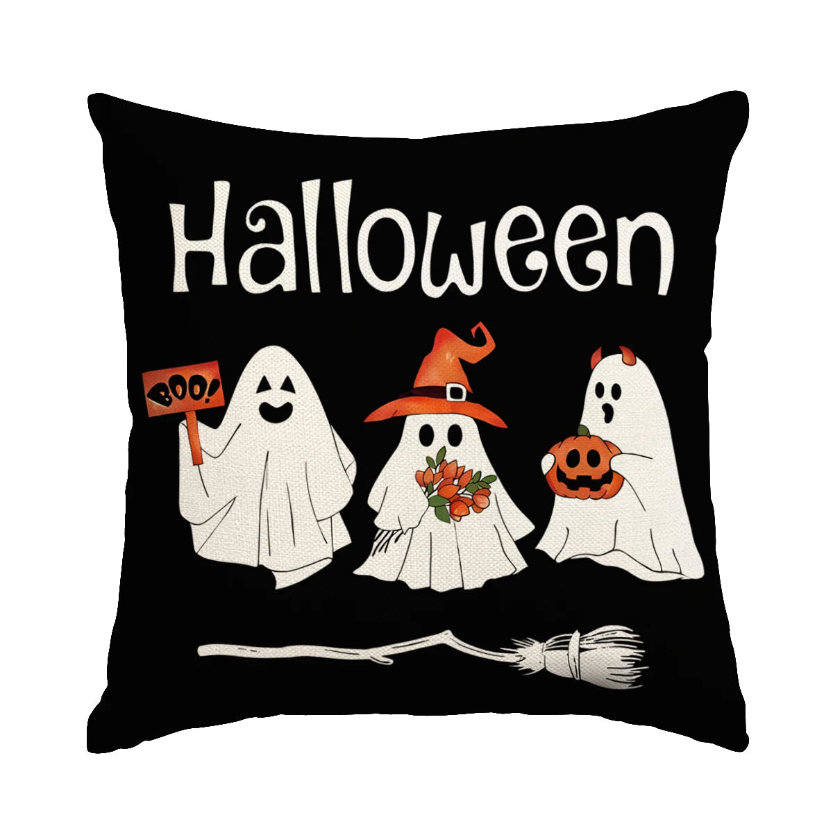 1 ud./4 Uds. Funda de almohada decorativa de Halloween, funda de cojín de truco o trato, fantasma, cabeza de calabaza, funda de cojín de sofá con decoración de murciélago