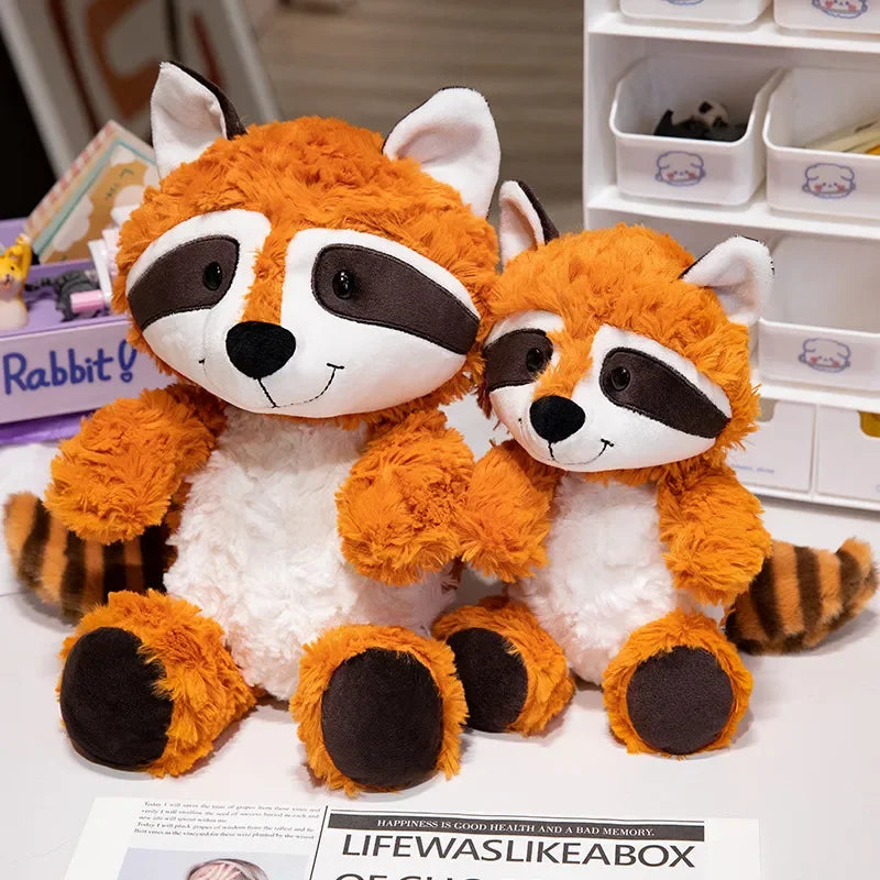 Animales de peluche Kawaii, mapache de peluche, zorro encantador, lindo perezoso suave, almohada para niñas, niños, bebés, regalo de cumpleaños
