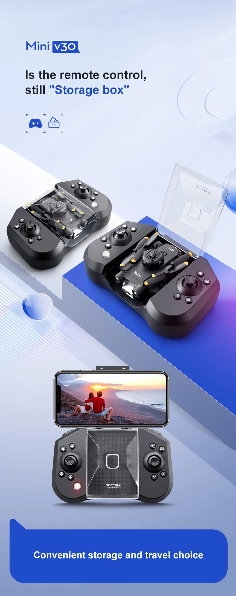 Mini drone 4DRC V30 4K HD double caméra WIFI FPV, drone professionnel à cinq côtés pour éviter les obstacles, hélicoptère RC, jouet cadeau