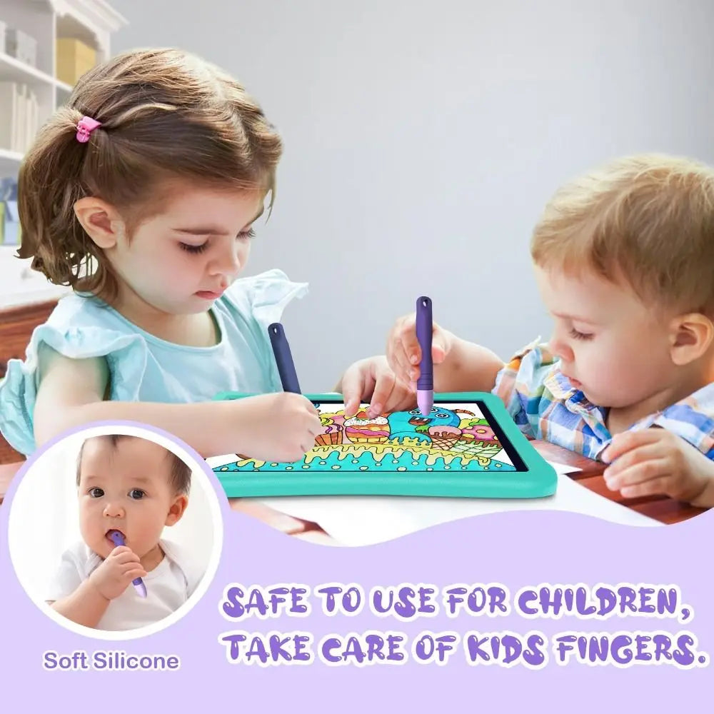 Lápices Ópticos Antirodadura para Niños, Puntas Capacitivas de Silicona con Cordón Antirrobo para Tablets Infantiles de Pantalla Táctil