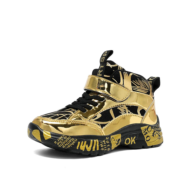 Golden Kids’ Sneakers – Sporty Style, Everyday Comfort