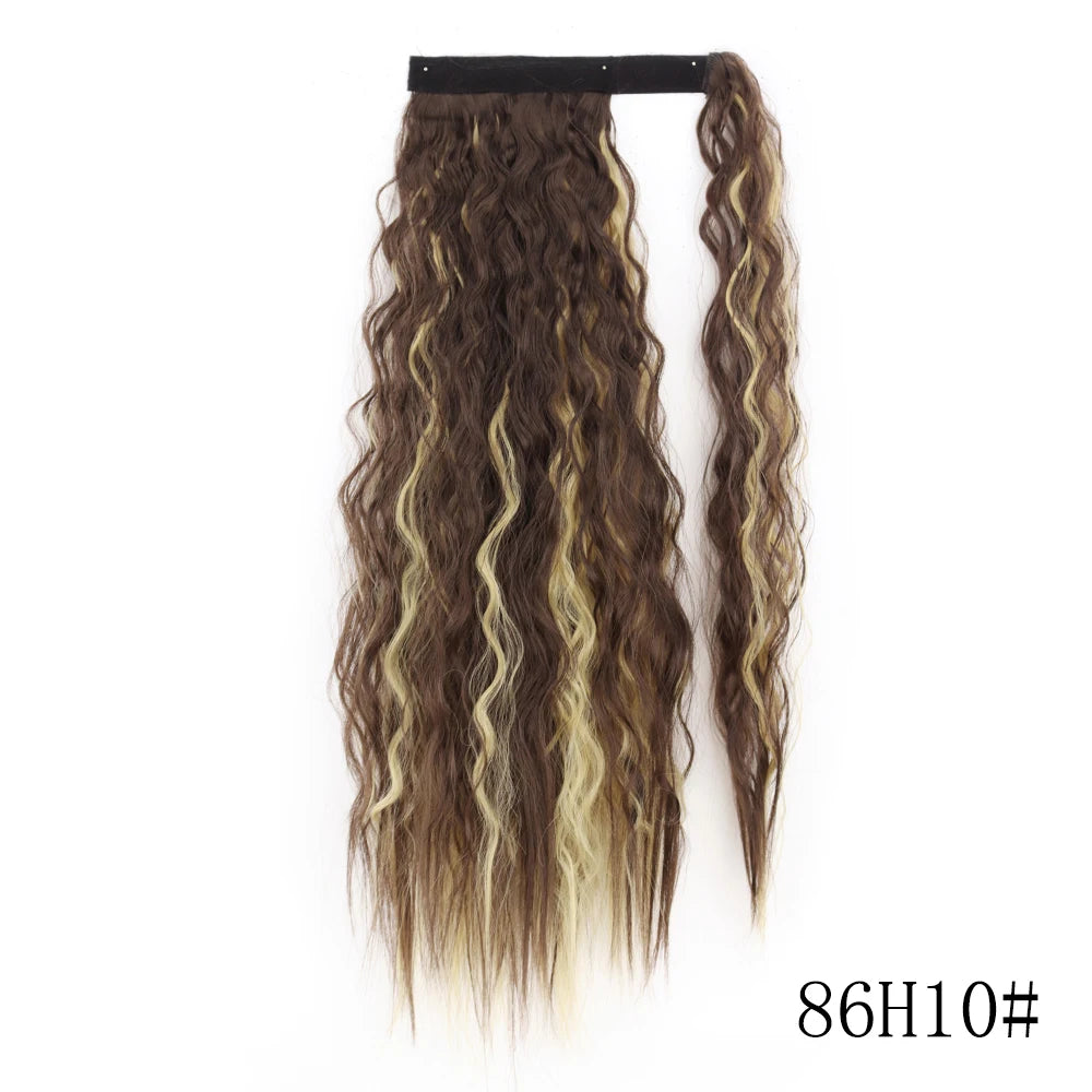 LISI GIRL Synthetic 22/34 Inches Wrap Ponytail Long Afro Curly Hair Extensions Hairpieces Pony Tail Fake Hair Heat Resistant