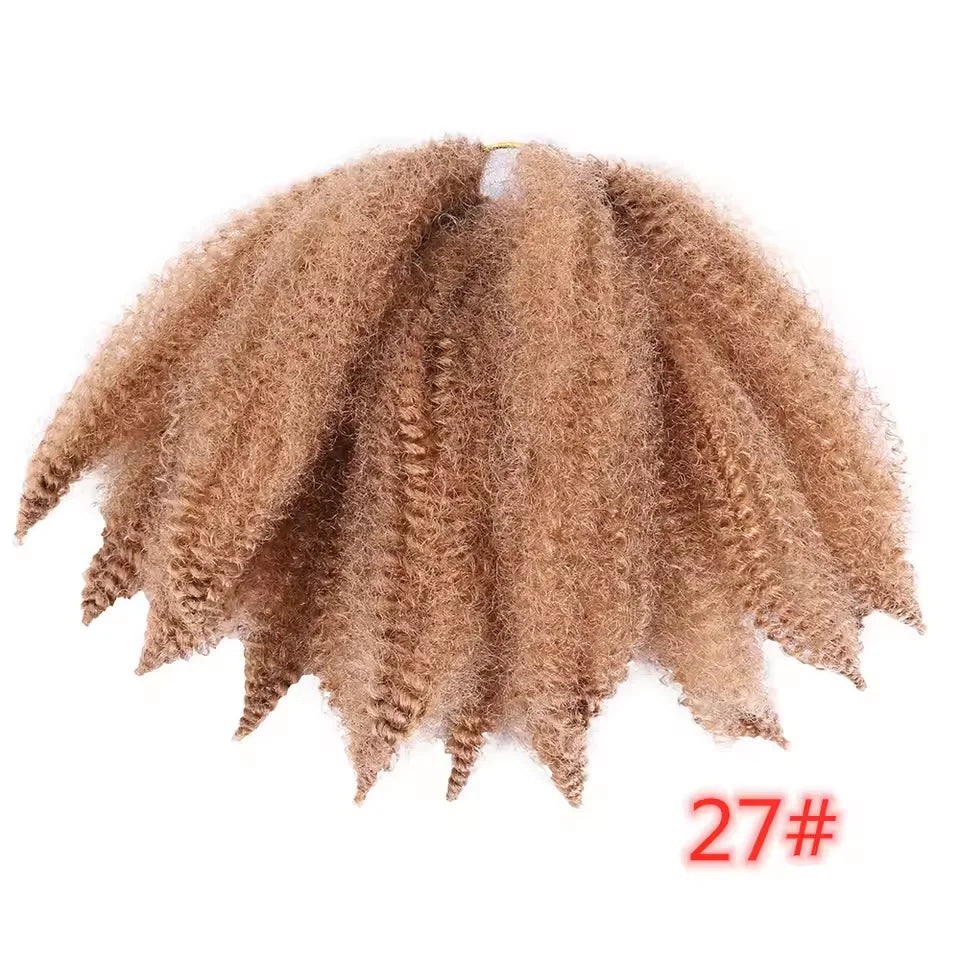Cabello de ganchillo para trenzas Marley de 8 pulgadas, para trenzas cortas afro kinky, extensiones de cabello de fibra sintética ombré para mujeres
