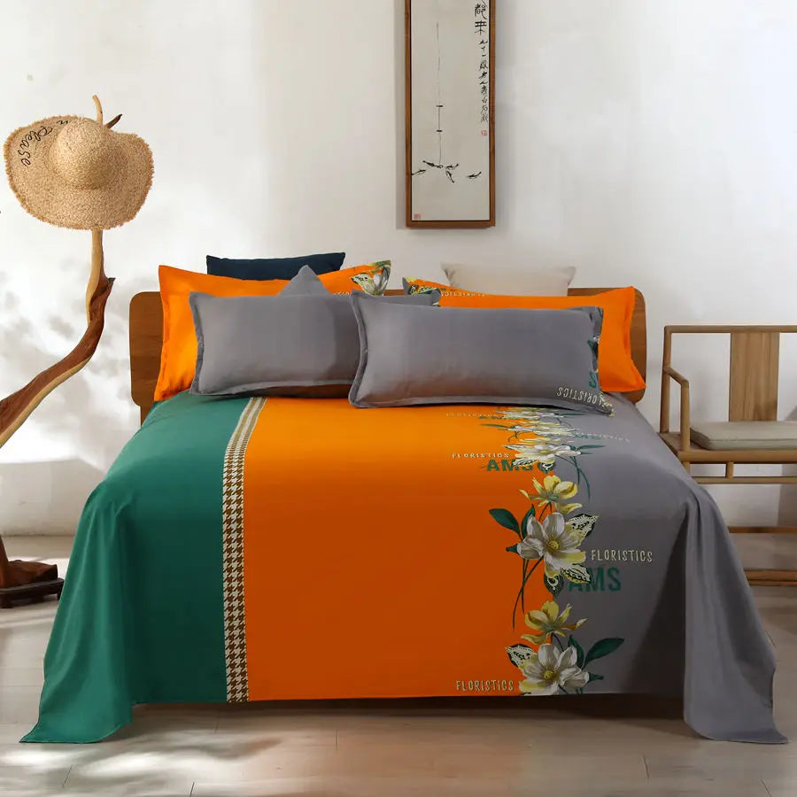 1 Sábana Bajera Textil Hogar Moderna Poliéster Algodón Sábanas Planas Ropa de Cama Tamaño Individual Queen King (Sin Fundas de Almohada)