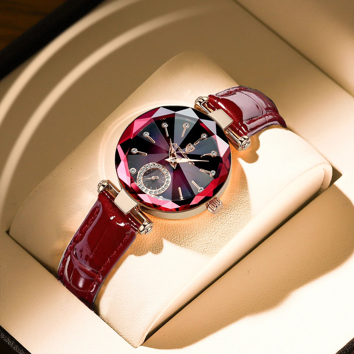 POEDAGAR Montres Femme Mode Cadran Diamant Montre Quartz Cuir Top Marque Luxe Étanche Dames Montre-Bracelet Cadeau Petite Amie