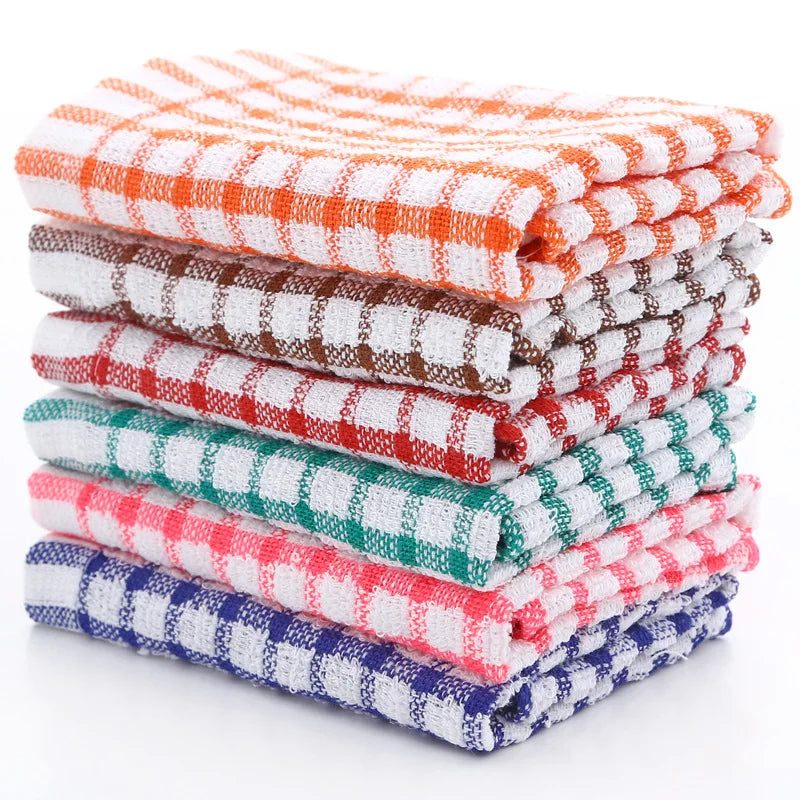 6PCS Toalla de cocina de algodón Absorbente Paños de cocina Suministros de limpieza de cocina