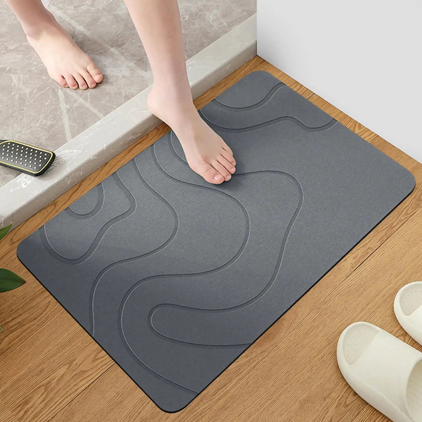Alfombrilla de piedra para secado de baño, alfombrilla blanda de barro de diatomeas, alfombrilla antideslizante para puerta de inodoro, alfombrilla de ducha de piedra de diatomeas de secado rápido con absorción de agua