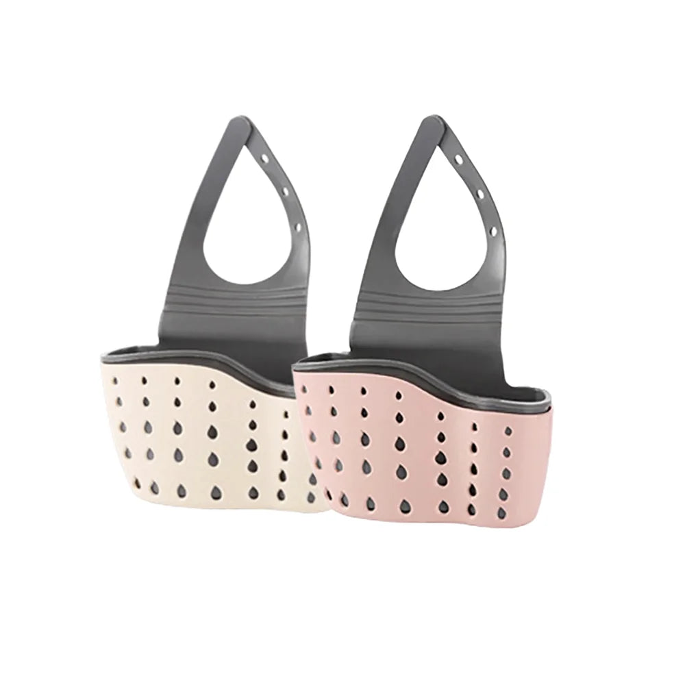 Cesta de drenaje de almacenamiento para el hogar, soporte para fregadero de cocina, jabón ajustable, esponja, estante, bolsa colgante, cesta de drenaje, accesorios de cocina