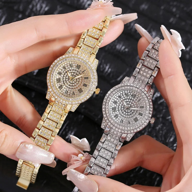 Montre tendance pour femme avec diamants brillants, marque de luxe, décontractée, bracelet en cristal