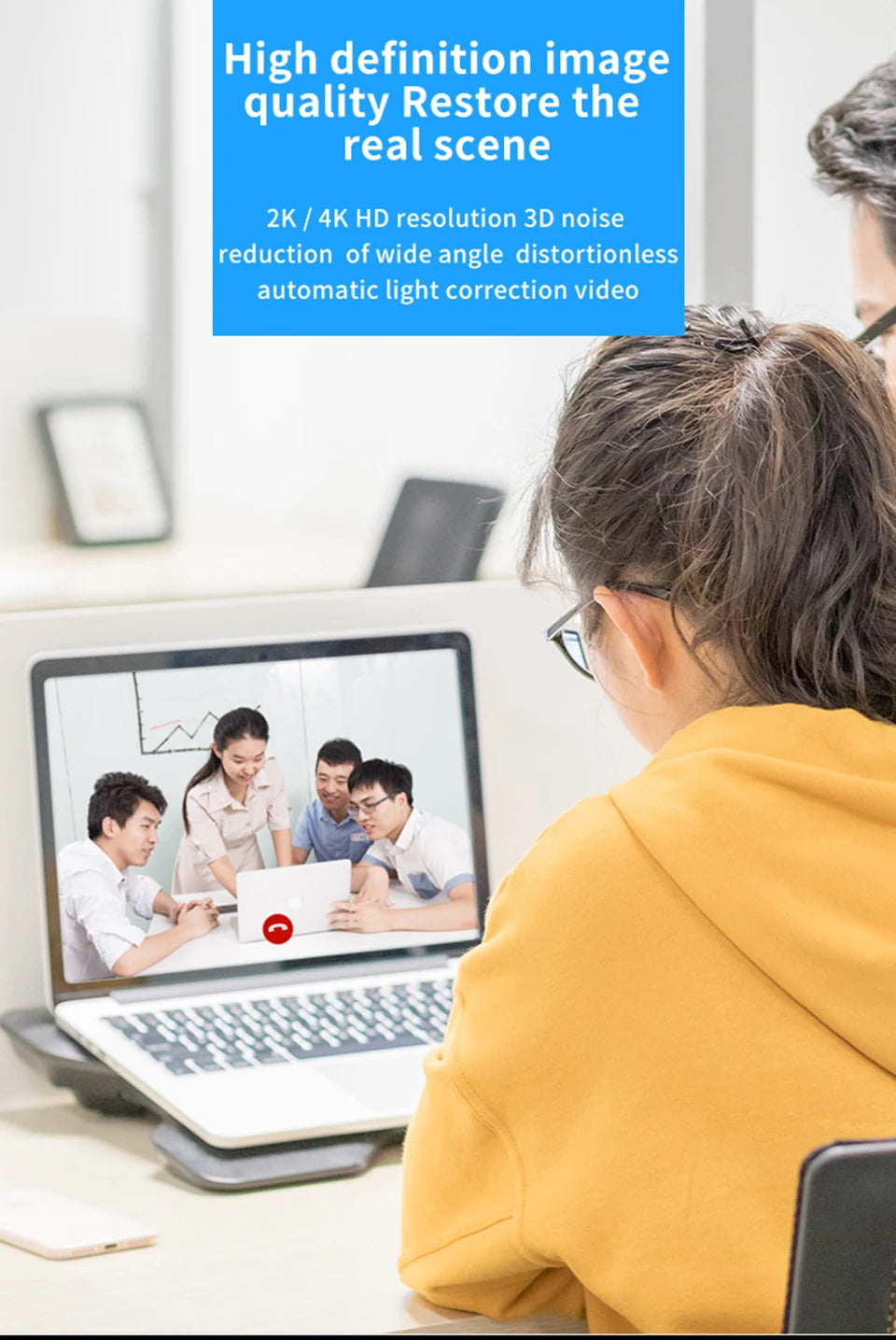 Webkamera 1080P Minikamera Full HD Webkamera Med Ringfyllingslys Mikrofon USB Direktesending For Youtube PC Bærbar PC Videoopptak