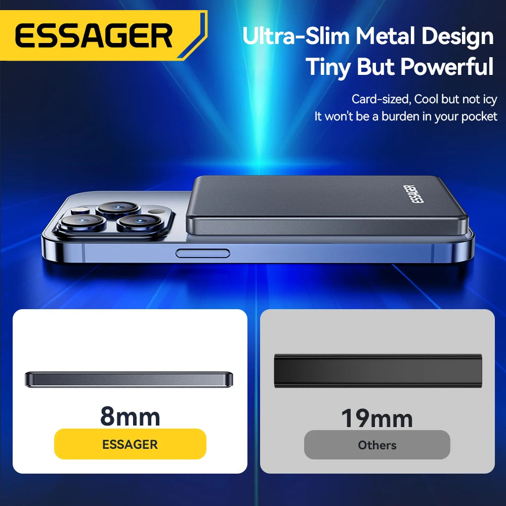 Essager tynn trådløs powerbank magnetisk 20W 5000mAh bærbar hurtiglading eksternt batteri for Magsafe for iPhone 16 15 14 13