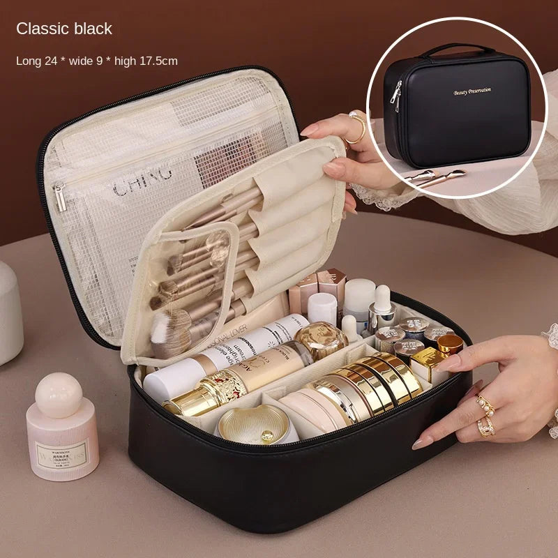 Nuevo neceser de cosméticos para mujer, bolso portátil, bolsa de almacenamiento de gran capacidad, neceser de lujo, organizador de viaje, esenciales, neceser de aseo