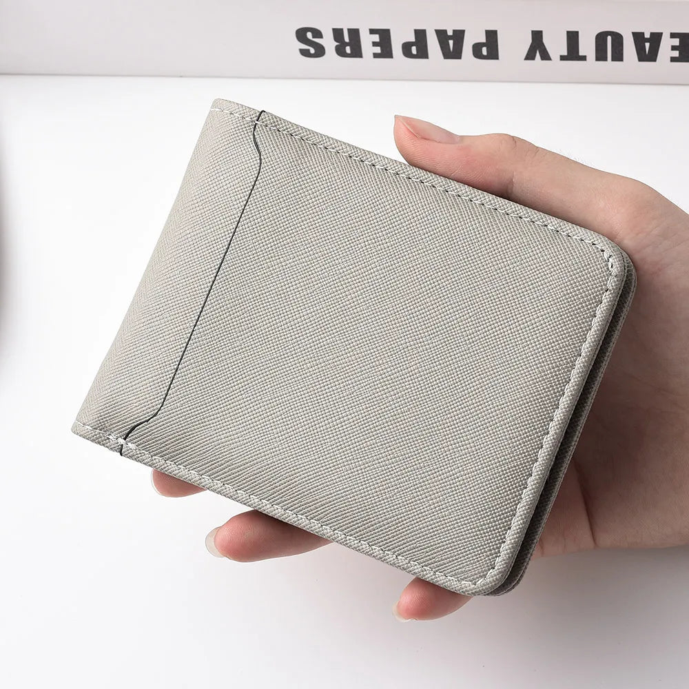 Cartera corta simple de color liso, tarjetero de negocios, cartera de hombre, tarjeta de identificación, tarjeta bancaria, cartera de hombre