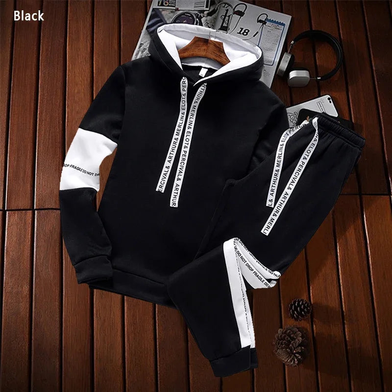 Chándal de hombre casual de lujo con sudadera con capucha de alta calidad, clásico, blanco y negro, traje de simplicidad o top o pantalones para correr